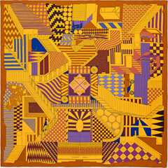 A variation of the Hermès scarf `Promenade au faubourg` first edited in 2013 by `Nigel Peake`