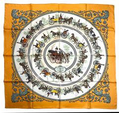 A variation of the Hermès scarf `Promenade de longchamps` first edited in 1965 by `Philippe Ledoux`