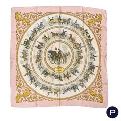 Hermès Promenade de Longchamps scarf in pink by Philippe Ledoux, 1965