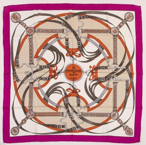 A variation of the Hermès scarf `La promenade du matin ` first edited in 2015 by `Henri d'Origny`