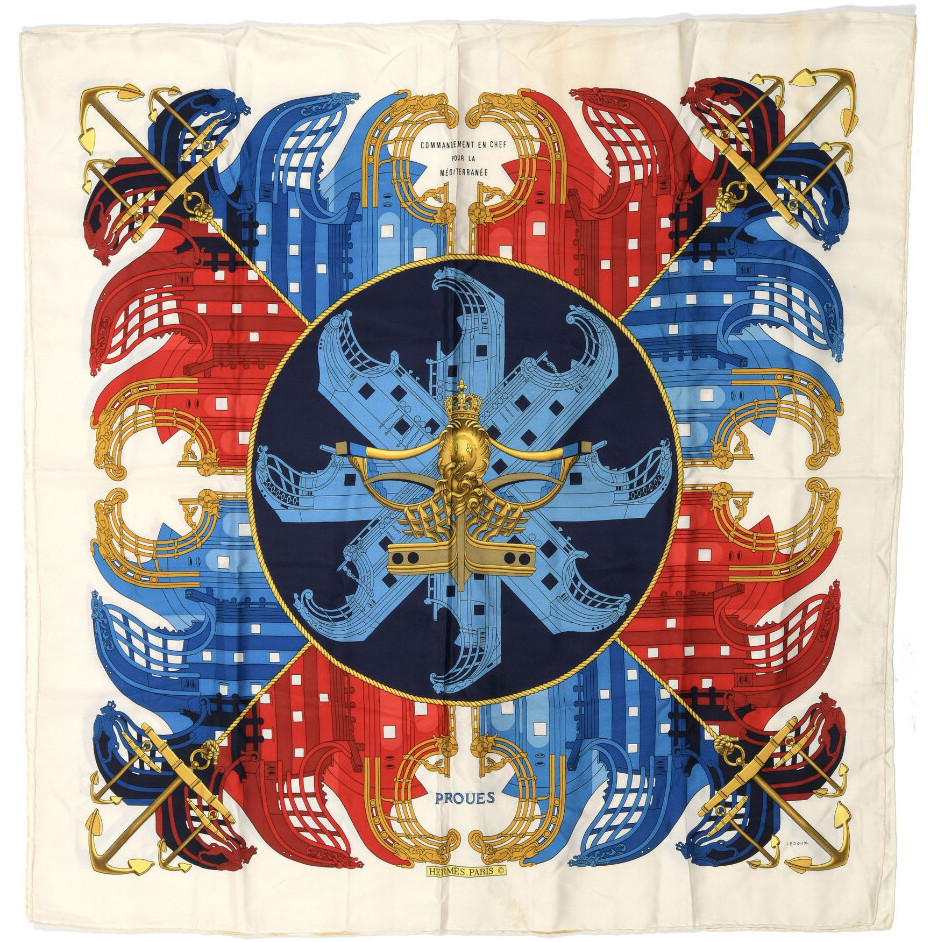 Proues red, blue, white - Hermès Scarf Details | Scarf Sage