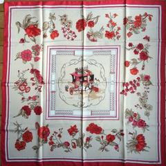 A variation of the Hermès scarf `Quai aux fleurs ` first edited in 1952 by `Hugo Grygkar`