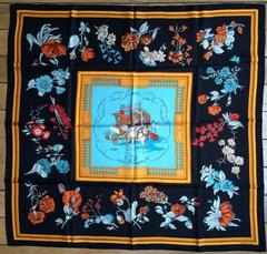 A variation of the Hermès scarf `Quai aux fleurs ` first edited in 1952 by `Hugo Grygkar`