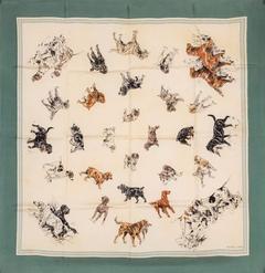 A variation of the Hermès scarf `Race de chiens de chasse II` first edited in 1951 by `Reille Karl`