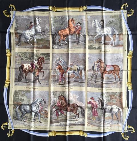 A variation of the Hermès scarf `Races de chevaux ` first edited in 1955 by `Hugo Grygkar`