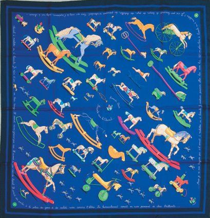 A variation of the Hermès scarf `Raconte moi le cheval  ` first edited in 2001 by `Dimitri Rybaltchenko`