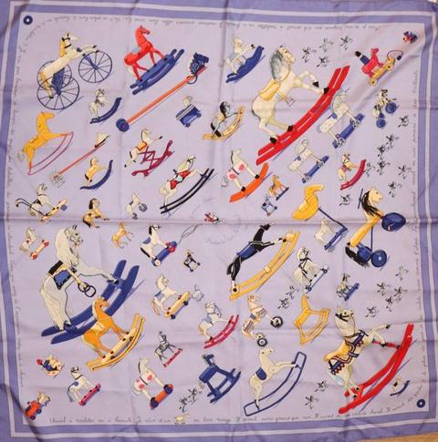 A variation of the Hermès scarf `Raconte moi le cheval  ` first edited in 2001 by `Dimitri Rybaltchenko`