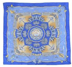 Hermès Railing scarf in blue by Joachim Metz, 1998