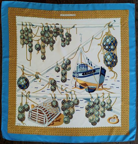 A variation of the Hermès scarf `Les raisins de la mer` first edited in 1967 by `Pierre Péron`