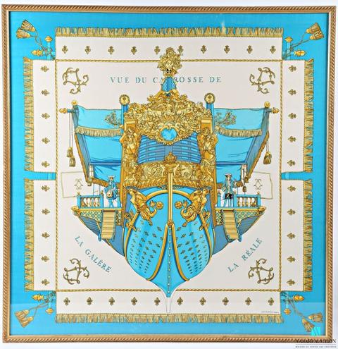 Hermès La Réale scarf in blue by Hugo Grygkar, 1953