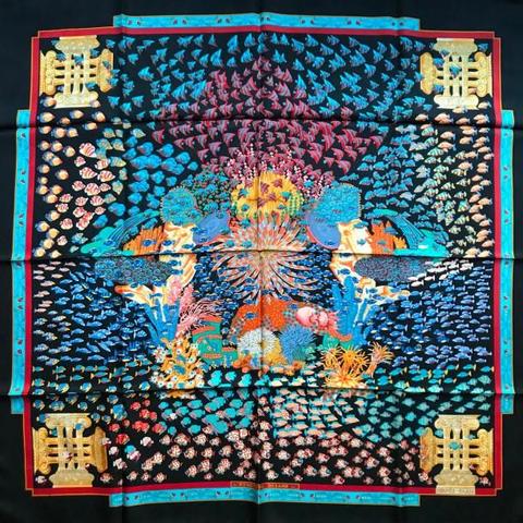 A variation of the Hermès scarf `Rencontre océane` first edited in 2001 by `Annie Faivre`