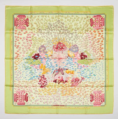 A variation of the Hermès scarf `Rencontre océane` first edited in 2001 by `Annie Faivre`