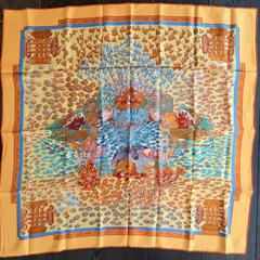 A variation of the Hermès scarf `Rencontre océane` first edited in 2001 by `Annie Faivre`