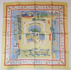 A variation of the Hermès scarf `Retour à la terre ` first edited in 1942 by `Oliver Dumas`