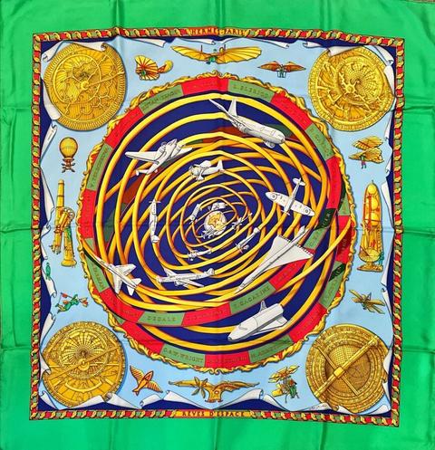 A variation of the Hermès scarf `Rêves d'espace  ` first edited in 1993 by `Michel Duchene`