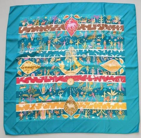 Hermès Rives Fertiles scarf in blue by Christine Henry, 2005