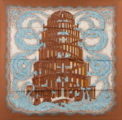 A variation of the Hermès scarf `Les rivières de babel ` first edited in 2005 by `Annie Faivre`