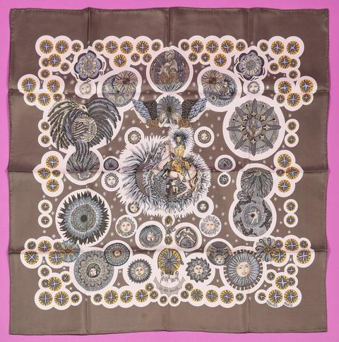 Hermès Le Roy Soleil scarf in brown by Annie Faivre, 1994