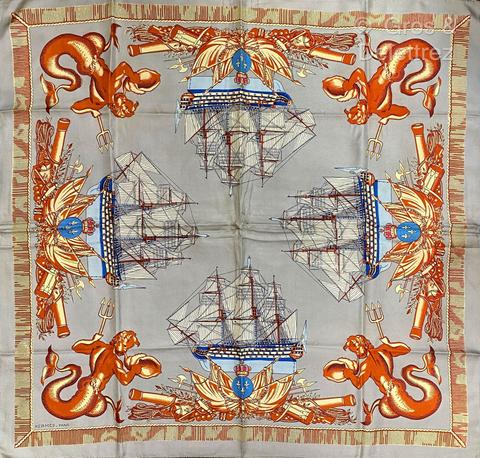 A variation of the Hermès scarf `La royale ` first edited in 1951 by `Philippe Ledoux`