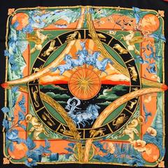 A variation of the Hermès scarf `Rythmes du monde ` first edited in 1999 by `Laurence Bourthoumieux`