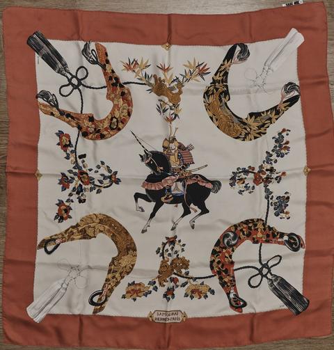 A variation of the Hermès scarf `Samouraï ` first edited in 1991 by `Zoè Pauwels`