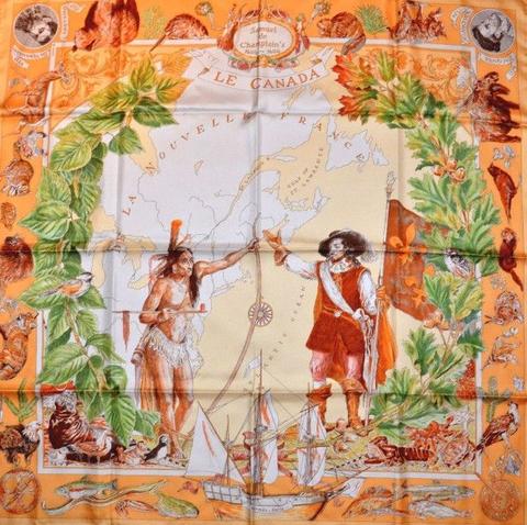 A variation of the Hermès scarf `Samuel champlain ` first edited in 2006 by `Kermit Oliver`