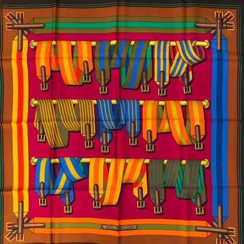 A variation of the Hermès scarf `Sangles ` first edited in 1985 by `Joachim Metz`