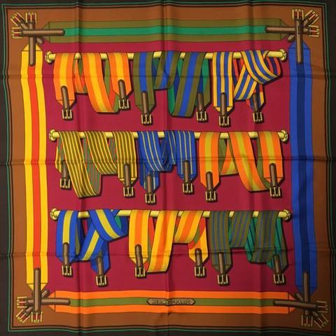 A variation of the Hermès scarf `Sangles ` first edited in 1985 by `Joachim Metz`