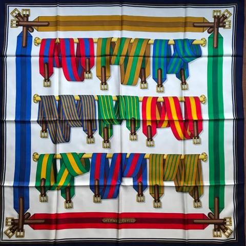 A variation of the Hermès scarf `Sangles ` first edited in 1985 by `Joachim Metz`