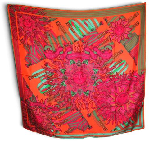Hermès Les Sangles de Phoebus scarf in orange by Joachim Metz, 2010