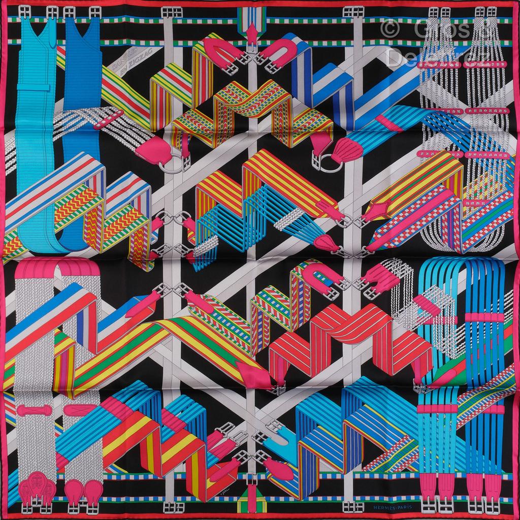 Sangles en zigzag black - Hermès Scarf Details | Scarf Sage