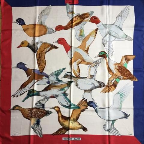 A variation of the Hermès scarf `Sauvagine en vol ` first edited in 1986 by `Carl De Parcevaux`