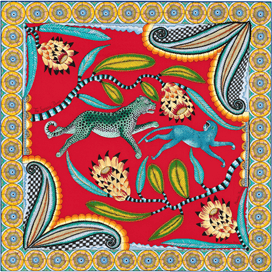 A variation of the Hermès scarf `The savana dance` first edited in 2016 by `Ardmore Artists`