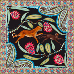 A variation of the Hermès scarf `The savana dance` first edited in 2016 by `Ardmore Artists`