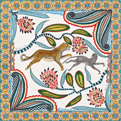 A variation of the Hermès scarf `The savana dance` first edited in 2016 by `Ardmore Artists`