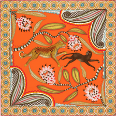 A variation of the Hermès scarf `The savana dance` first edited in 2016 by `Ardmore Artists`