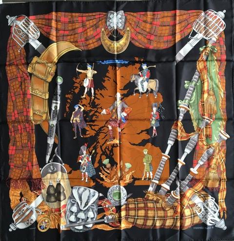 A variation of the Hermès scarf `Scotland` first edited in 1963 by `Philippe Ledoux`