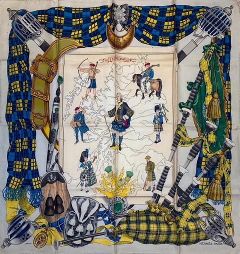 A variation of the Hermès scarf `Scotland` first edited in 1963 by `Philippe Ledoux`