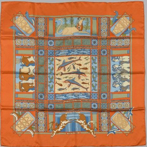 A variation of the Hermès scarf `Les secrets de minos ` first edited in 2003 by `Sophie Koechlin`
