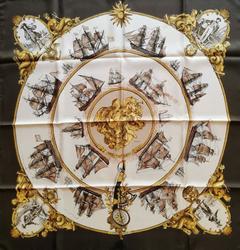 A variation of the Hermès scarf `Silhouettes navales ` first edited in 1971 by `Philippe Ledoux`