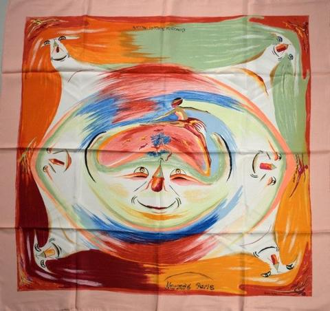 A variation of the Hermès scarf `Smiles in third millenary ` first edited in 2000 by `Ibrahim Alamia Kwumi Sefedin`