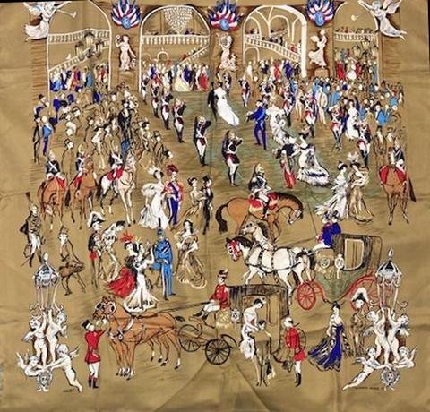 A variation of the Hermès scarf `Soirée de gala ` first edited in 1960 by `Jean-Louis Clerc`