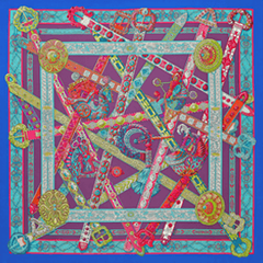 A variation of the Hermès scarf `Le songe de la licorne` first edited in 2013 by `Annie Faivre`