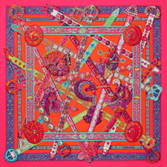 A variation of the Hermès scarf `Le songe de la licorne` first edited in 2013 by `Annie Faivre`