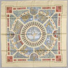 A variation of the Hermès scarf `Le songe de poliphile ` first edited in 1998 by `Michel Duchene`