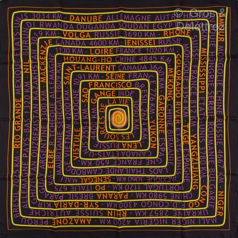 A variation of the Hermès scarf `Les sources de la vie ` first edited in 2005 by `Fred Rawyler `