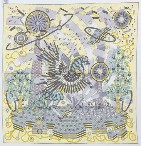 Hermès La Source de Pégase scarf in beige by Pierre Marie, 2020