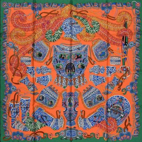 A variation of the Hermès scarf `Sous l'égide de mars ` first edited in 2013 by `Pierre Marie`