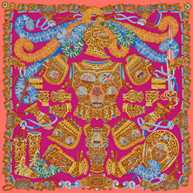 A variation of the Hermès scarf `Sous l'égide de mars` first edited in 2013 by `Pierre Marie`