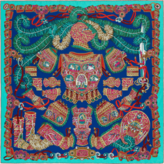 A variation of the Hermès scarf `Sous l'égide de mars` first edited in 2013 by `Pierre Marie`